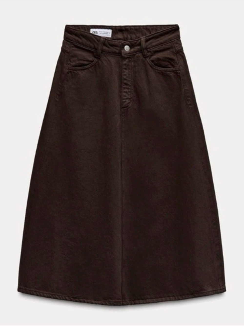 Zara A-Line Midi Skirt in Dark Brown